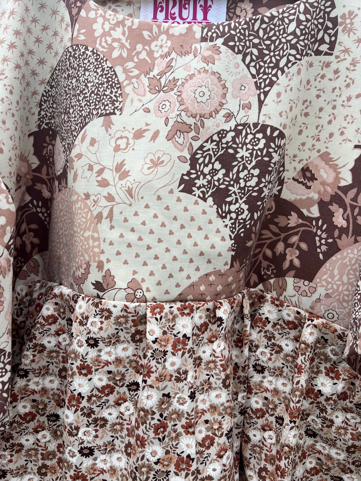 'Esme' 70s Patchwork Floral Peplum Blouse