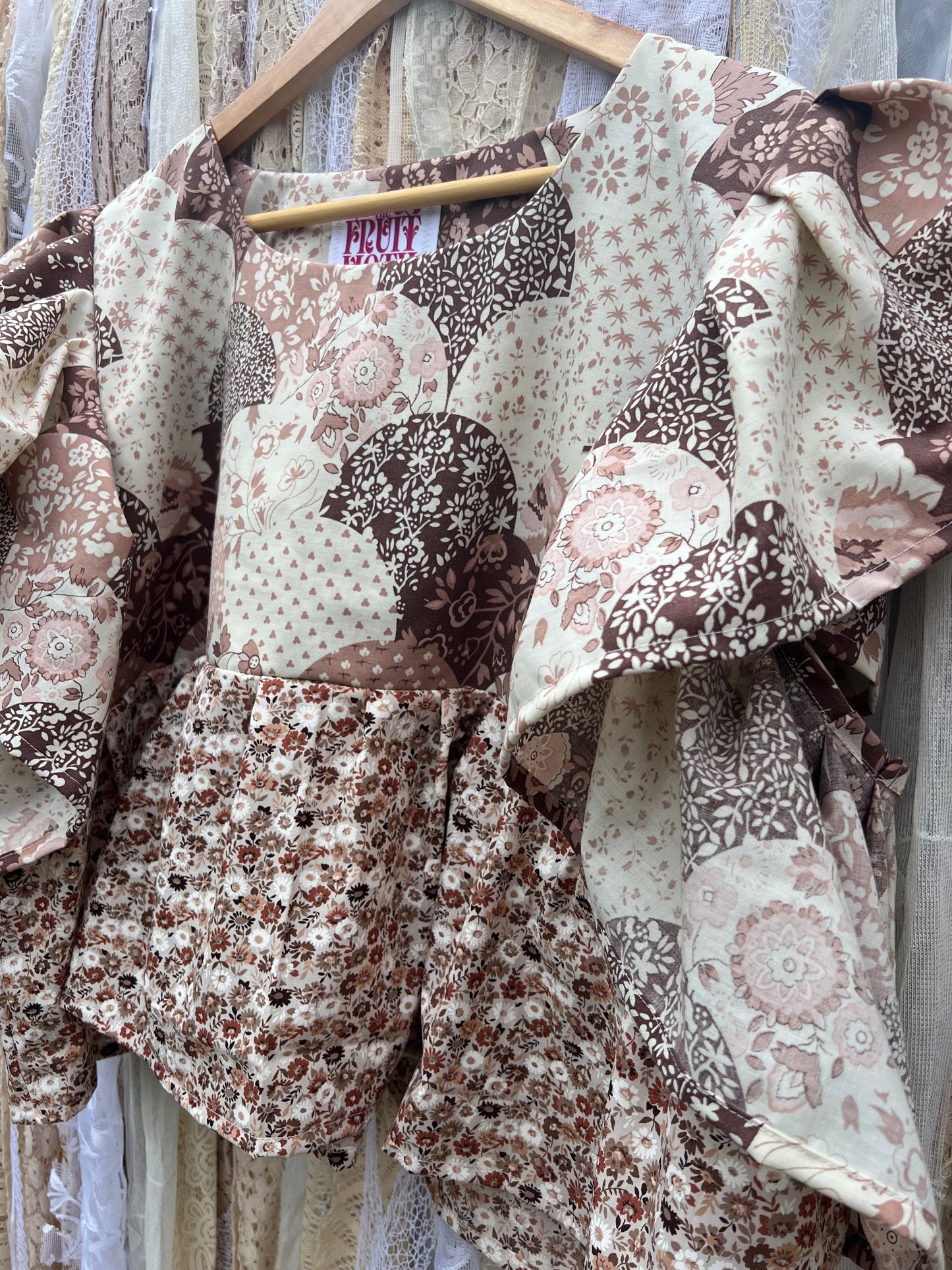 'Esme' 70s Patchwork Floral Peplum Blouse