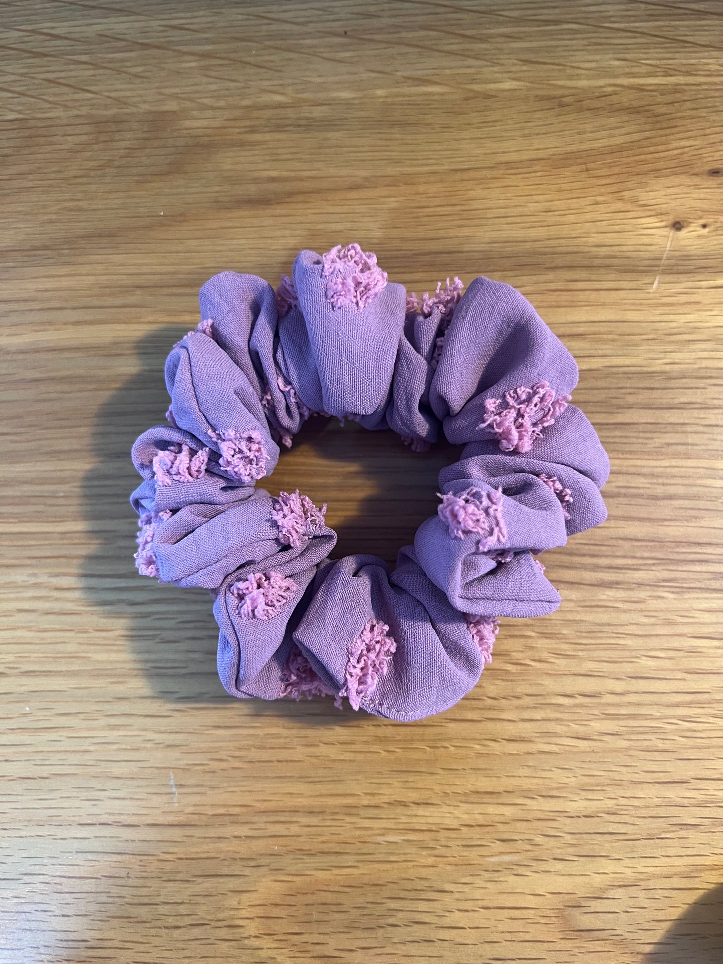 Dusky Rose Pom Pom Upcycled Scrunchie