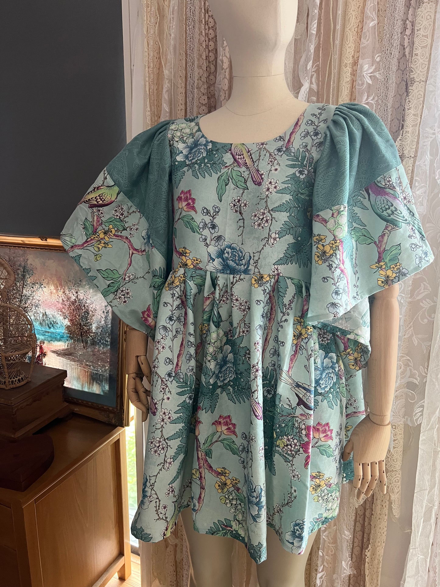 'Jasmine' Birdsong Meadow Turquoise Duvet Dress