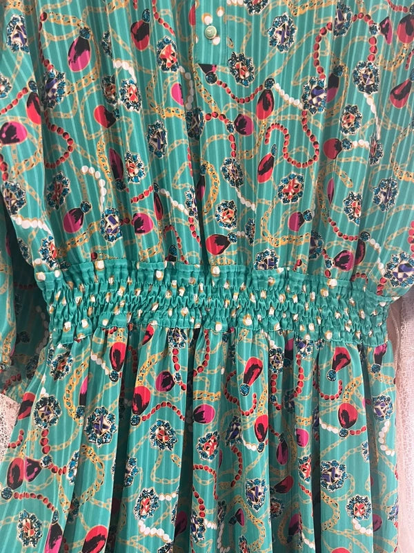 Diane Freis incredible vintage 1980s jewel print dress