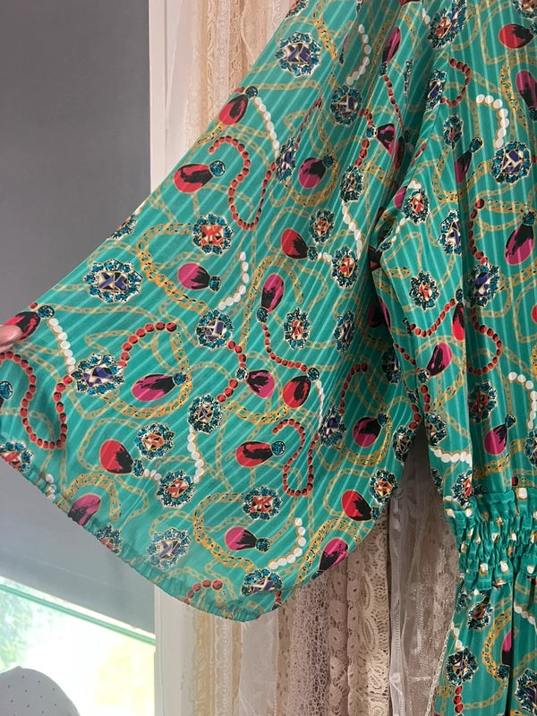 Diane Freis incredible vintage 1980s jewel print dress