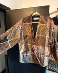 Together! Vintage patchwork print cotton batwing jacket