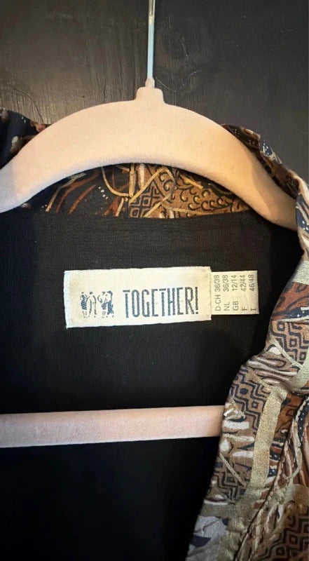 Together! Vintage patchwork print cotton batwing jacket