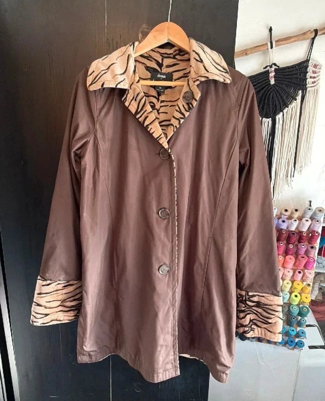 Dennis by Dennis Basso rare vintage reversible tiger print coat