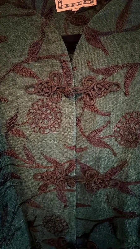 Vintage green silk embroidered Monsoon jacket