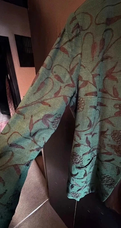 Vintage green silk embroidered Monsoon jacket