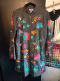 Incredible vintage Indigo Moon all over embroidered longline denim jacket
