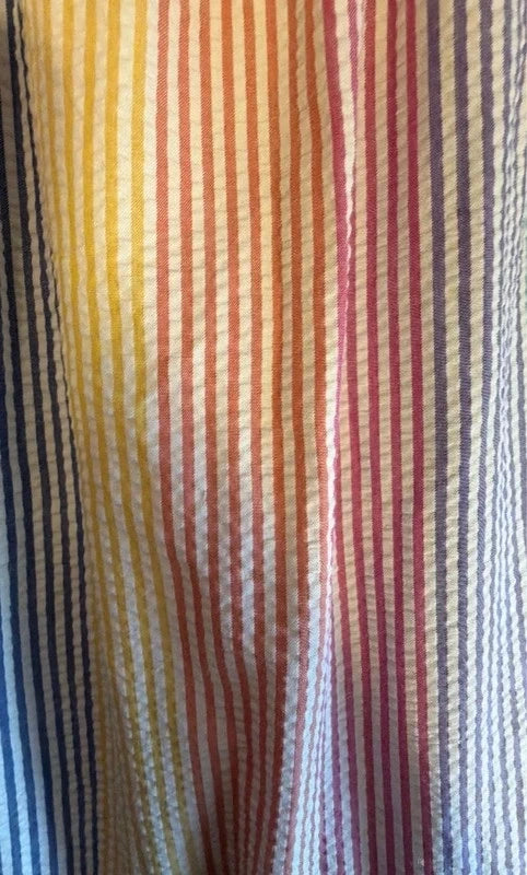 Incredible Vintage Saybury Rainbow Striped Long Sleeve housecoat Dress