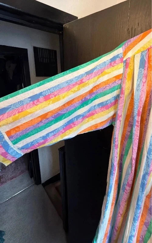 The most amazing rare vintage Saybury Multicolor Striped Long Housecoat Dress