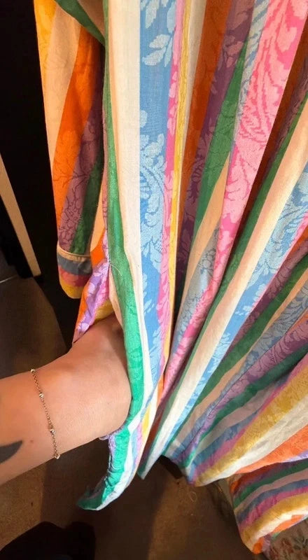 The most amazing rare vintage Saybury Multicolor Striped Long Housecoat Dress
