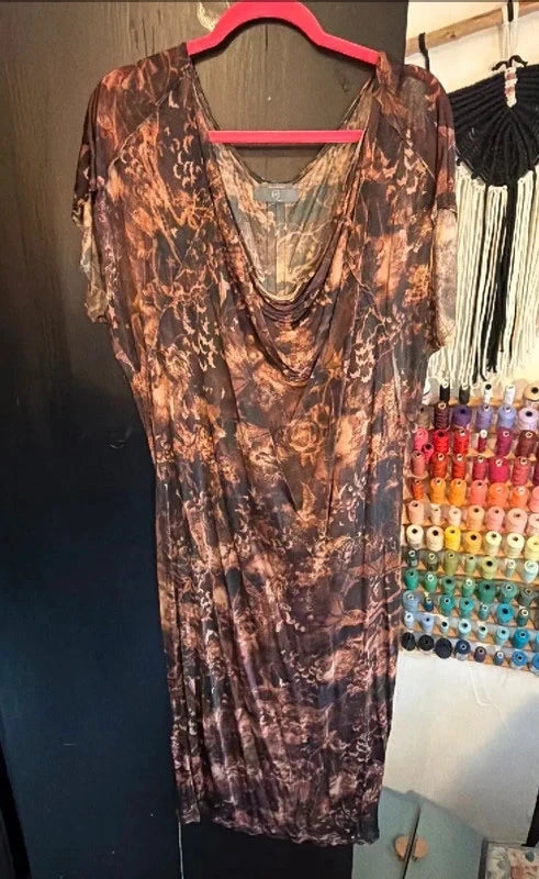 Alexander McQueen bat print mesh cowl neck dress