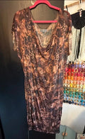 Alexander McQueen bat print mesh cowl neck dress