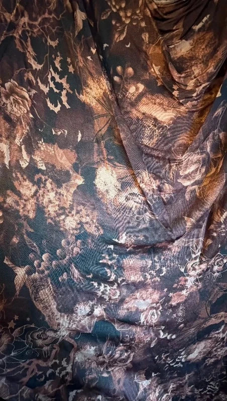 Alexander McQueen bat print mesh cowl neck dress