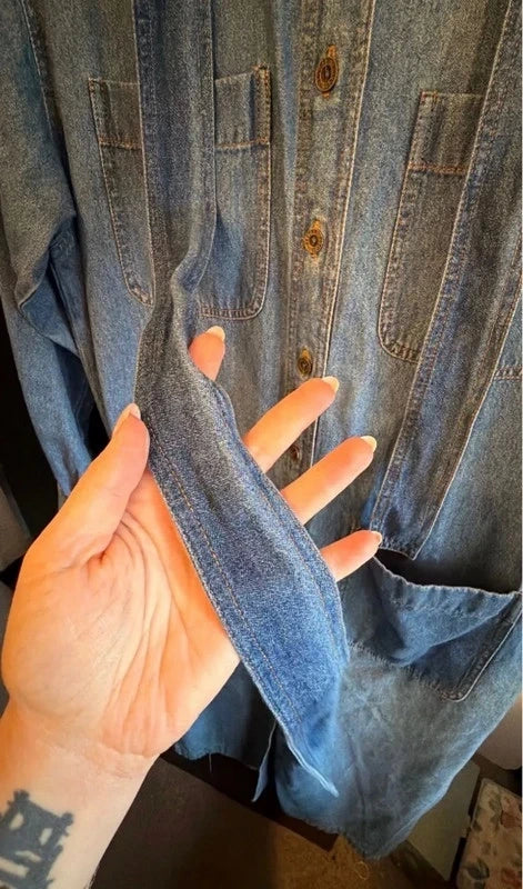 Vintage Jaeger Denim Shirt Dress with Belt Size 14