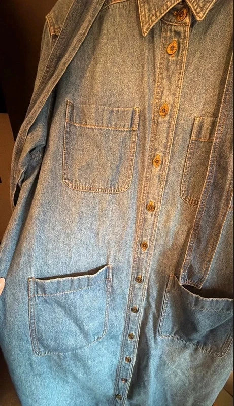 Vintage Jaeger Denim Shirt Dress with Belt Size 14