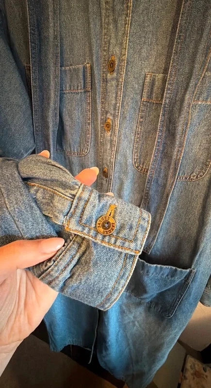 Vintage Jaeger Denim Shirt Dress with Belt Size 14