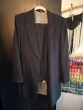Vintage St Michael metallic pinstripe trouser suit with longline blazer