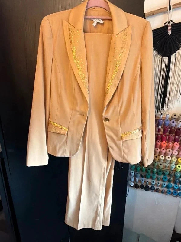 Vintage gold and sequin trouser suit y2K