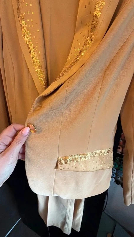 Vintage gold and sequin trouser suit y2K