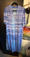 Collectibles by Richard Robert’s blue patterned short sleeve longline shirt dress kimono