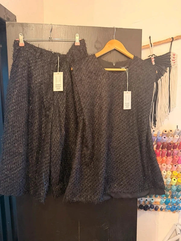 COS eyelash metallic black culotte and top set BNWT
