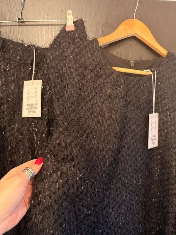 COS eyelash metallic black culotte and top set BNWT