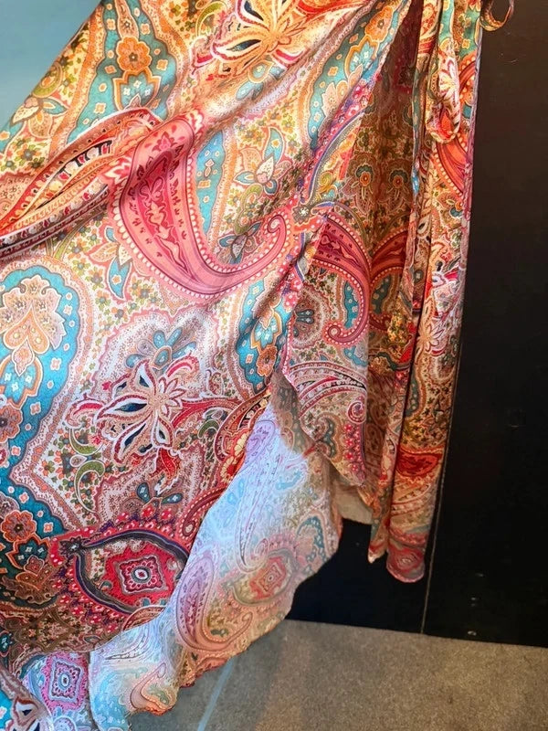 Wallis satin Paisley flutter sleeve wrap dress
