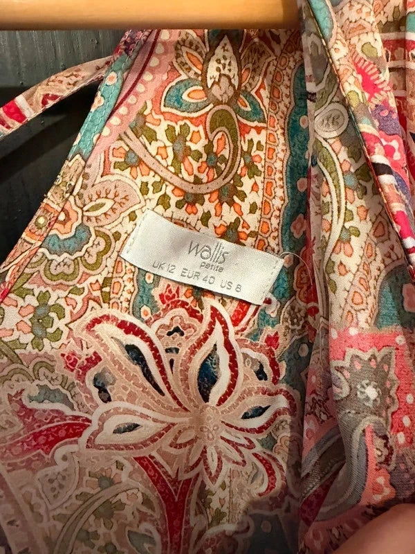 Wallis satin Paisley flutter sleeve wrap dress