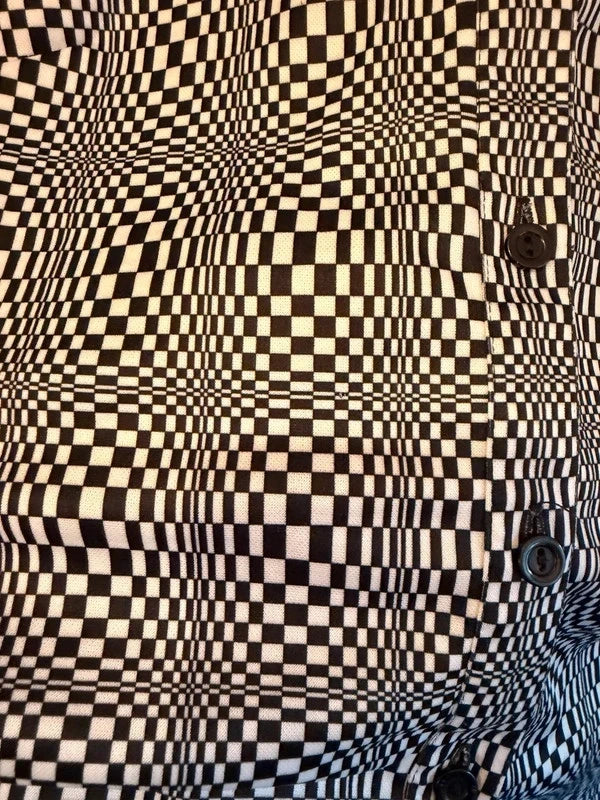 Vintage Etam Checkerboard pattern stretch shirt