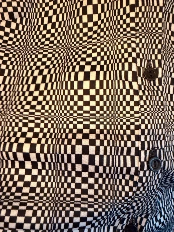 Vintage Etam Checkerboard pattern stretch shirt