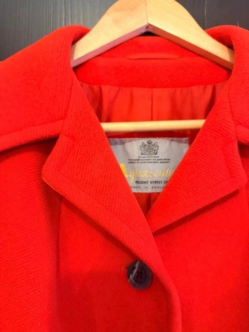 Aquascutum vintage bright red wool pea coat