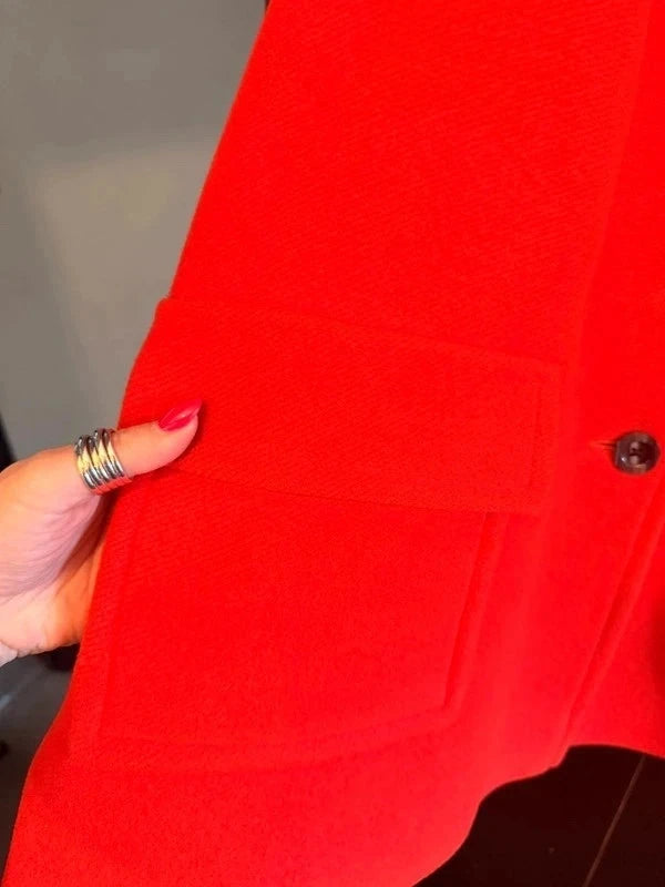 Aquascutum vintage bright red wool pea coat