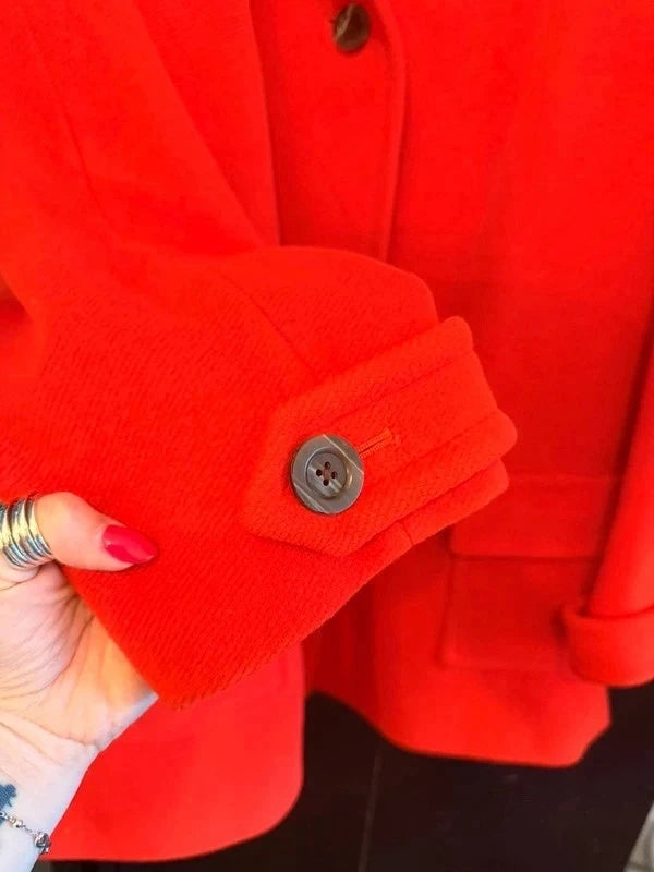 Aquascutum vintage bright red wool pea coat