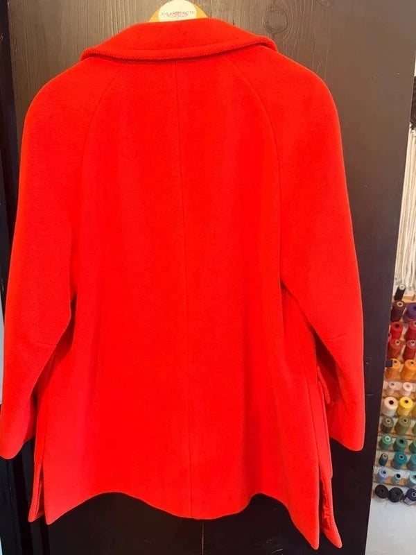 Aquascutum vintage bright red wool pea coat