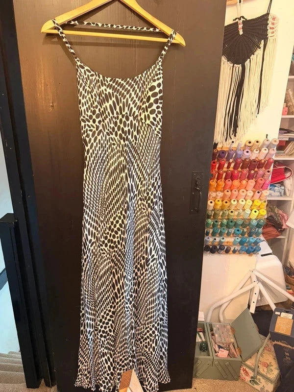 Vintage Y2K 90s Chou Chou polka dot bias cut strappy maxi dress