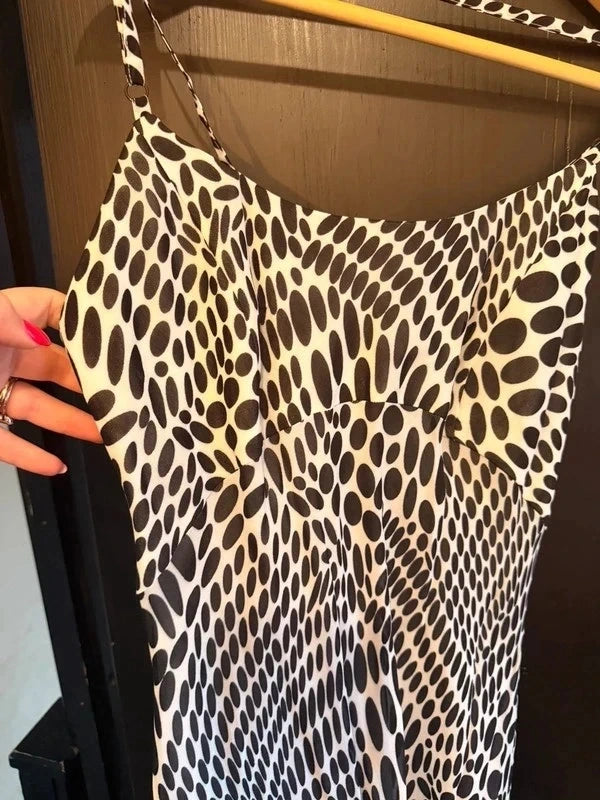Vintage Y2K 90s Chou Chou polka dot bias cut strappy maxi dress