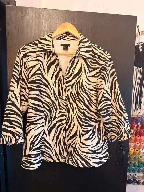 Vintage Silkland zebra print silk shirt