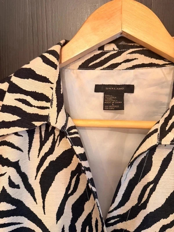 Vintage Silkland zebra print silk shirt