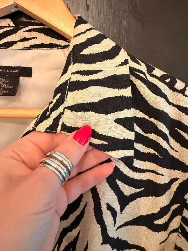 Vintage Silkland zebra print silk shirt