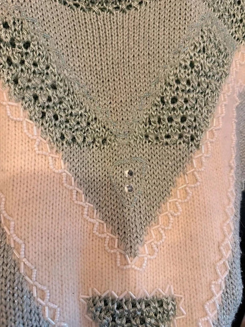 Beautiful Cindriela vintage crochet turquoise short sleeve jumper