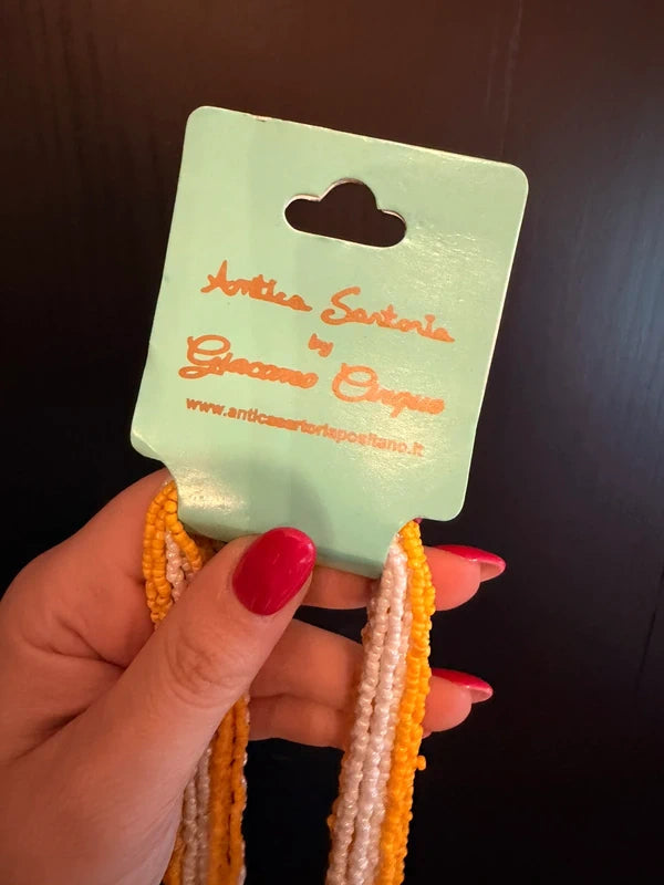 Antica Sartoria Positano lemon beaded multi strand necklace BNWT