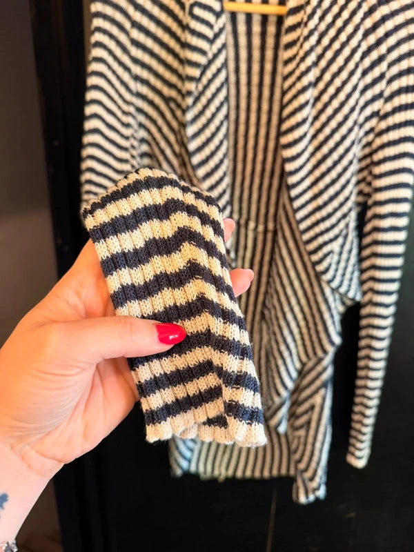 Linea Maglia made in Italy nautical stripe waterfall cardigan