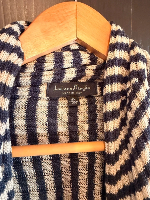 Linea Maglia made in Italy nautical stripe waterfall cardigan