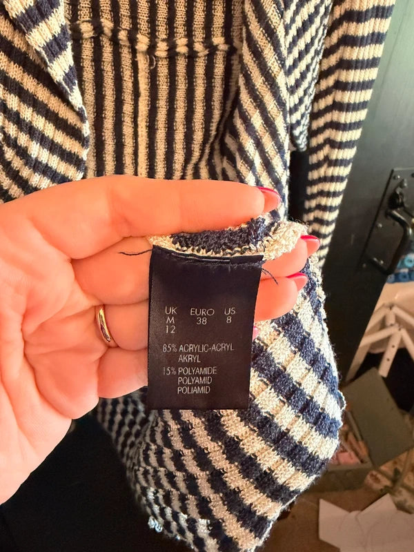 Linea Maglia made in Italy nautical stripe waterfall cardigan