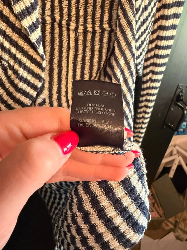 Linea Maglia made in Italy nautical stripe waterfall cardigan