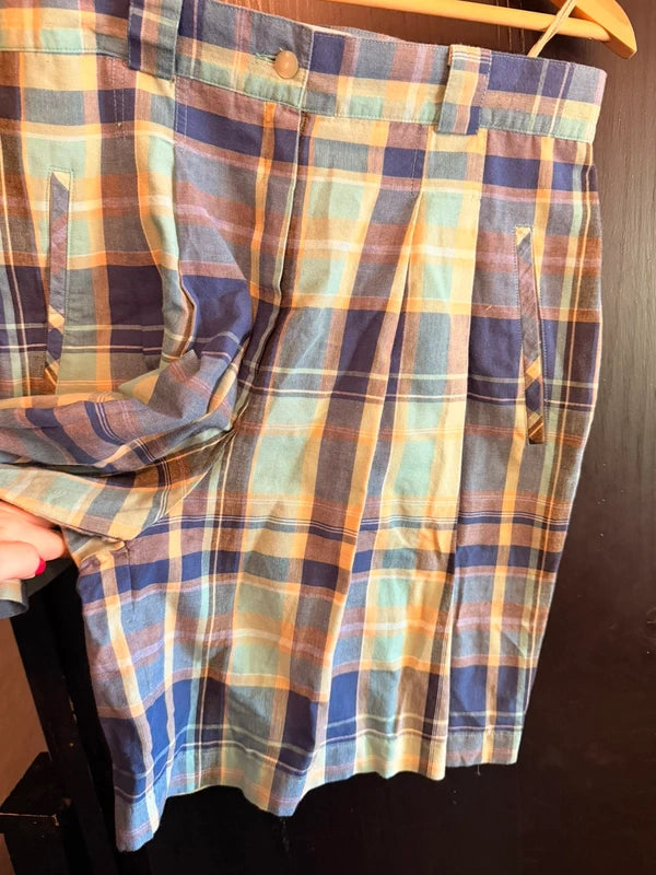 Gorgeous vintage check summer cotton shorts