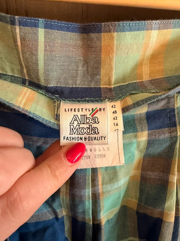 Gorgeous vintage check summer cotton shorts