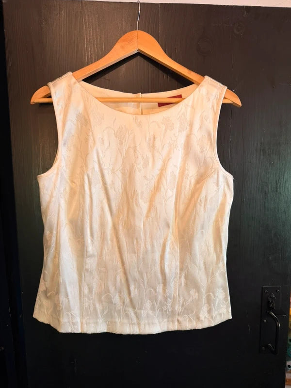 Vintage bridal jacquard floral bottom back sleeveless top
