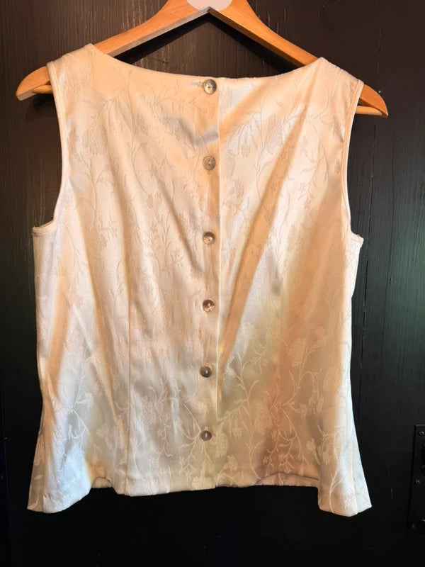 Vintage bridal jacquard floral bottom back sleeveless top